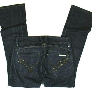 William Rast Jeans Savoy Regular Rise Trouser Denim Rhinestones Women's Size 26